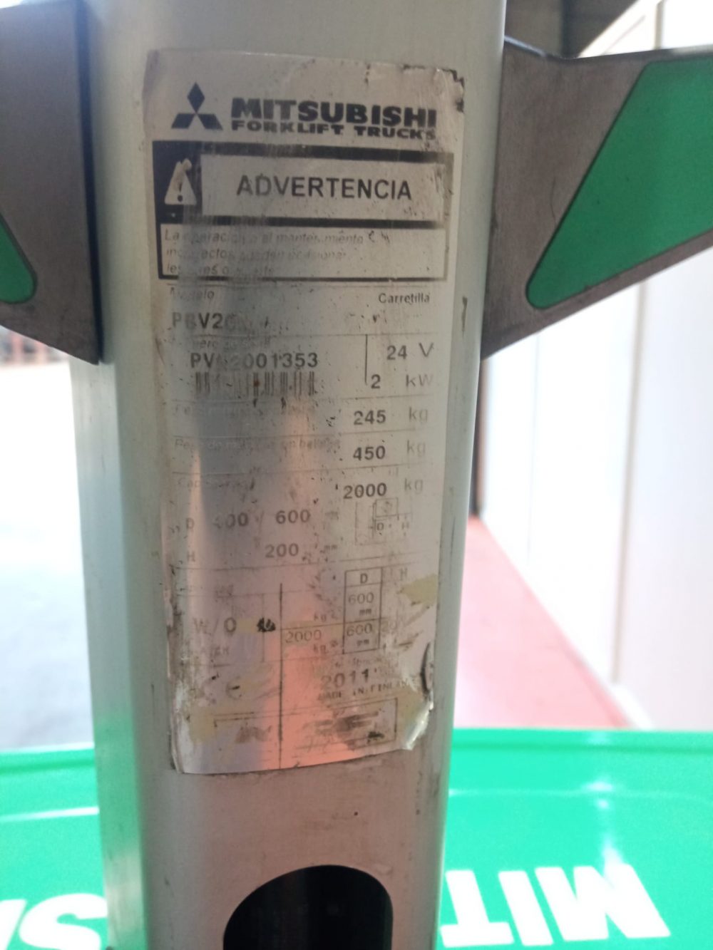 Transpaleta Eléctrica Mitsubishi usada PBV-20-N PRECIO.: 2.700€ - Imagen 8