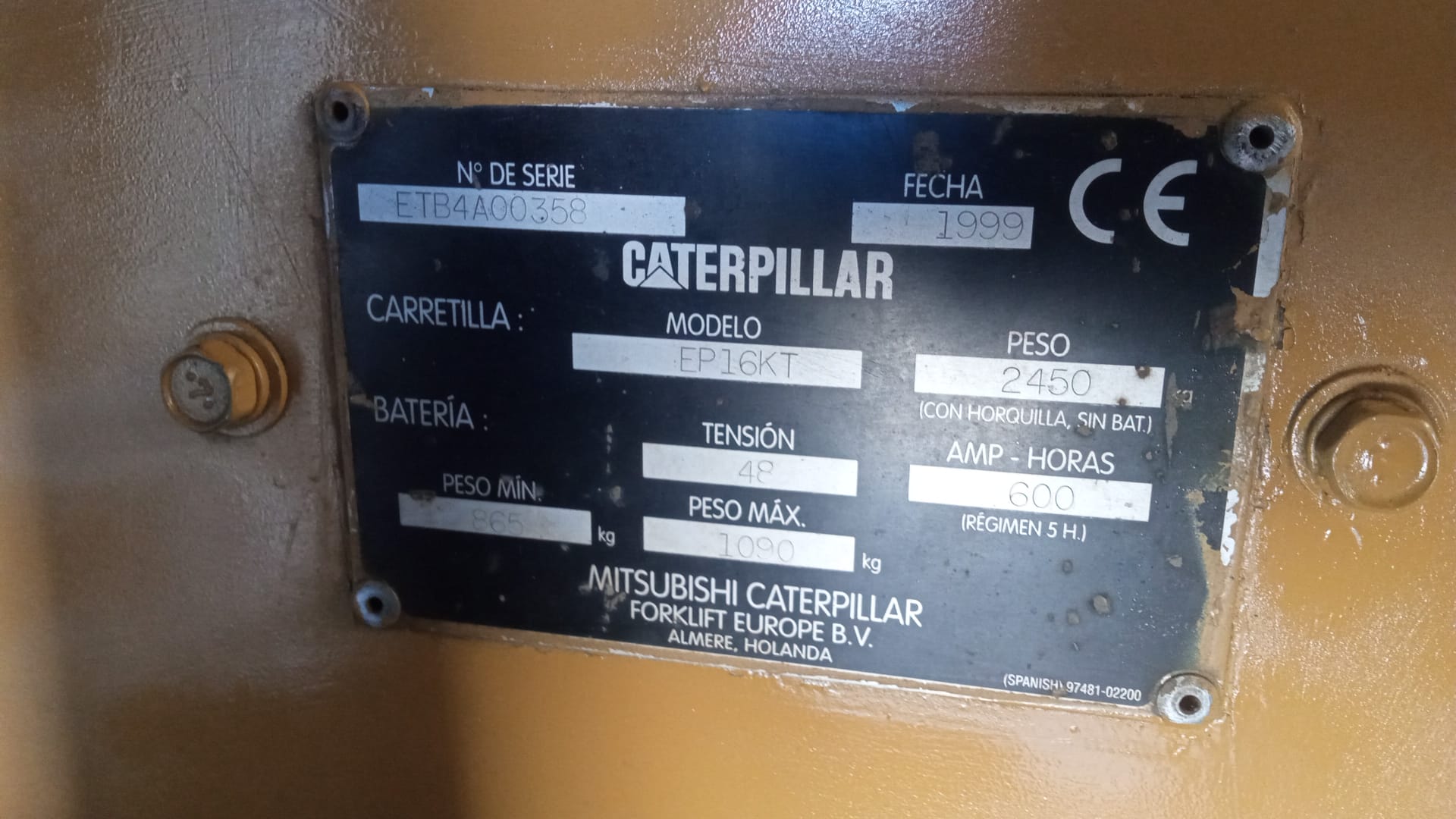 CARRETILLA ELEVADORA ELÉCTRICA CATERPILLAR EP16KT - PRECIO: 9.500 € - Imagen 7