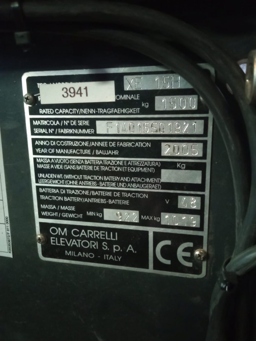 CARRETILLA ELVADORA ELÉCTRICA OM 1.5 Kg - OCASIÓN - PRECIO: 6.800 € - Imagen 14