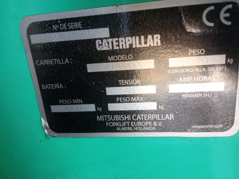 CARRETILLA ELEVADORA ELÉCTRICA MITSUBISHI-CATERPILLAR EP16KT - PRECIO: 6.700 € - Imagen 7