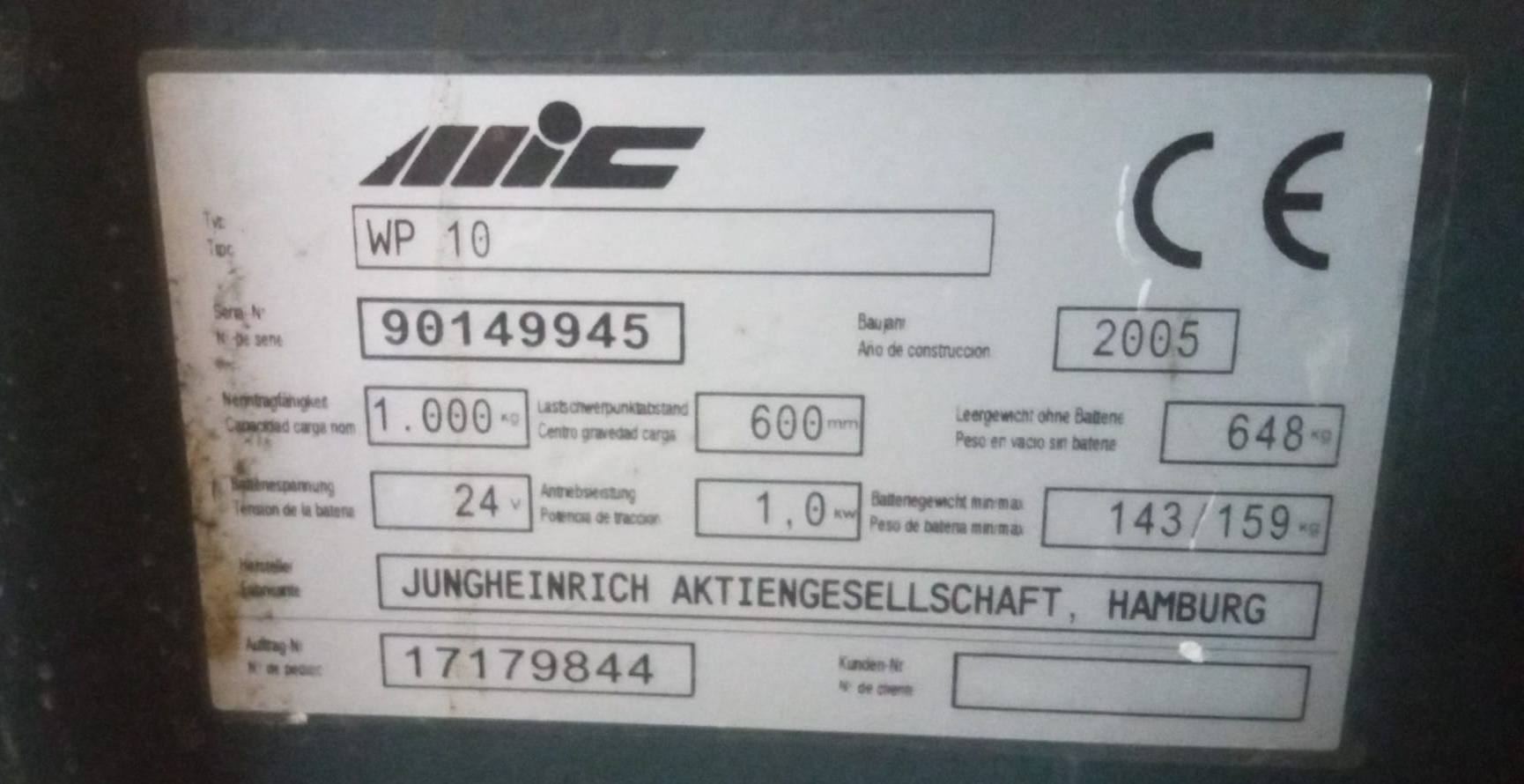 APILADOR ELÉCTRICO MIC WP10 - OCASIÓN - F-736 - PRECIO: 3.500 € - Imagen 13